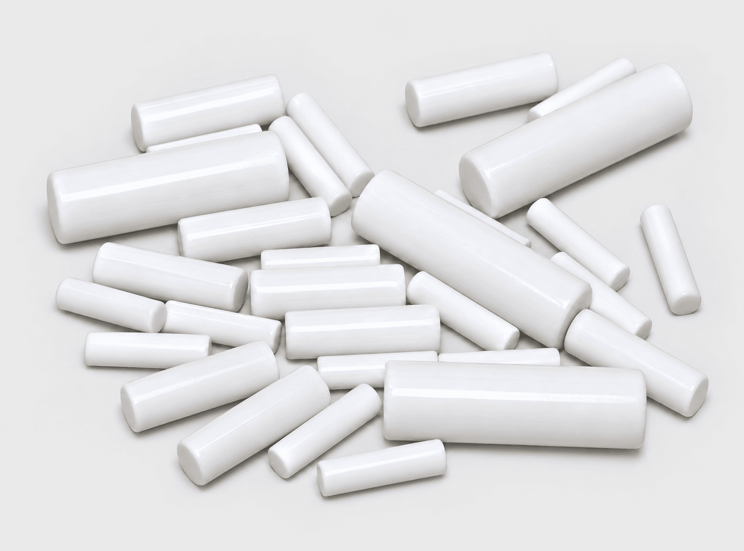 White Porcelain Polishing Pins, AI-enhanced from the Vibra Finish supplier photograph